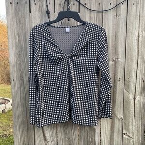 Old Navy Black and White Checkered Long Sleeve Top